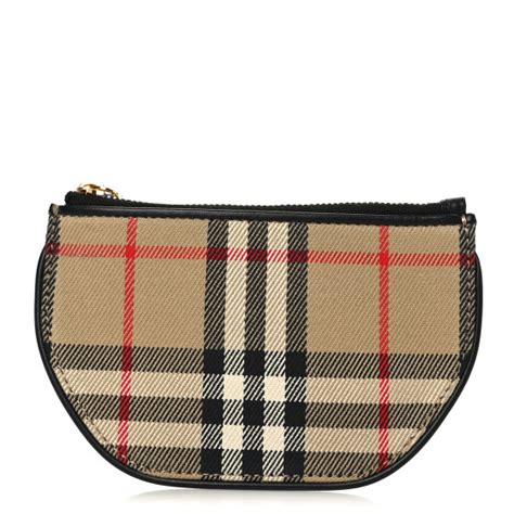 BURBERRY Cotton Calfskin Vintage Check Small Olympia Zip 